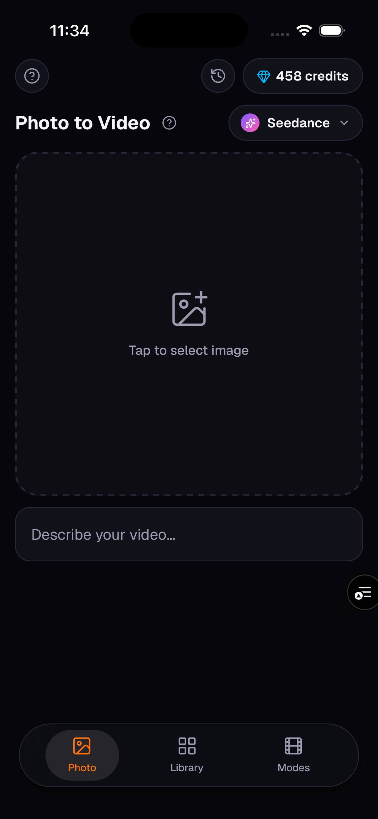 Photo to Video — create screen