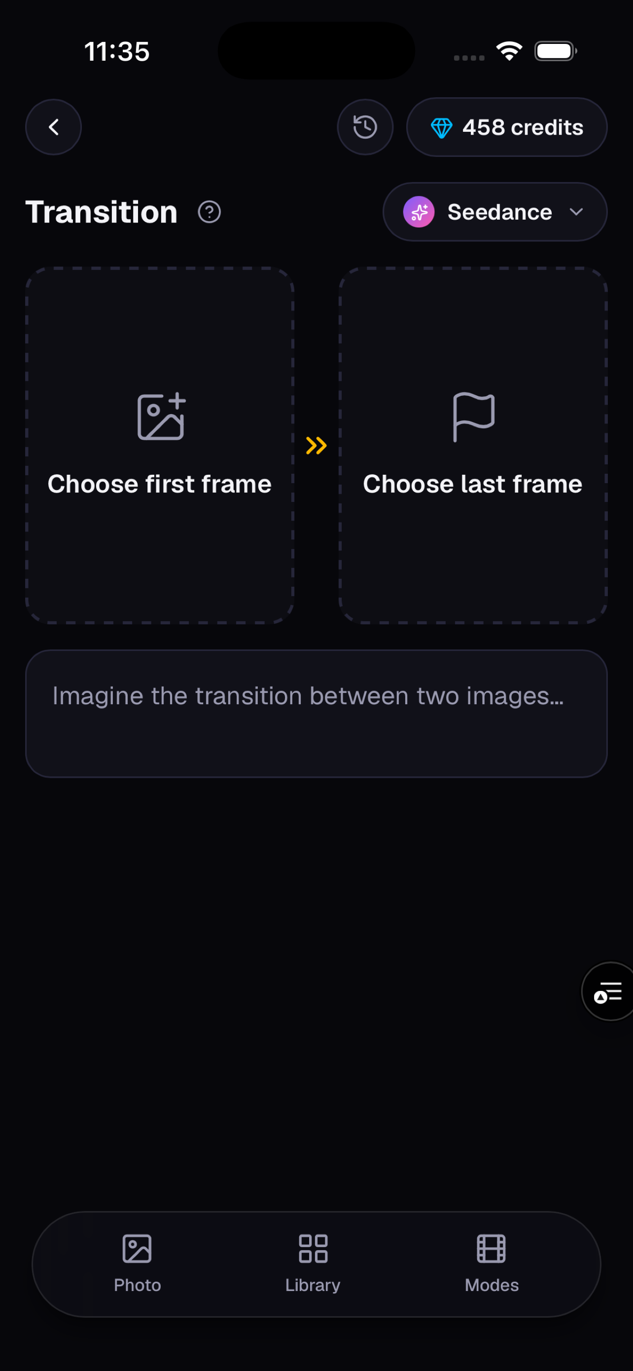 Photo to Video — Transition mode