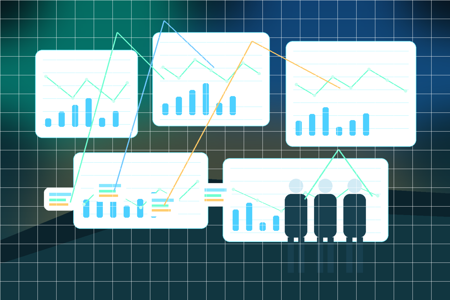 Food distribution operations team coordinating AI-powered order intake, warehouse analytics, and supplier workflow dashboards