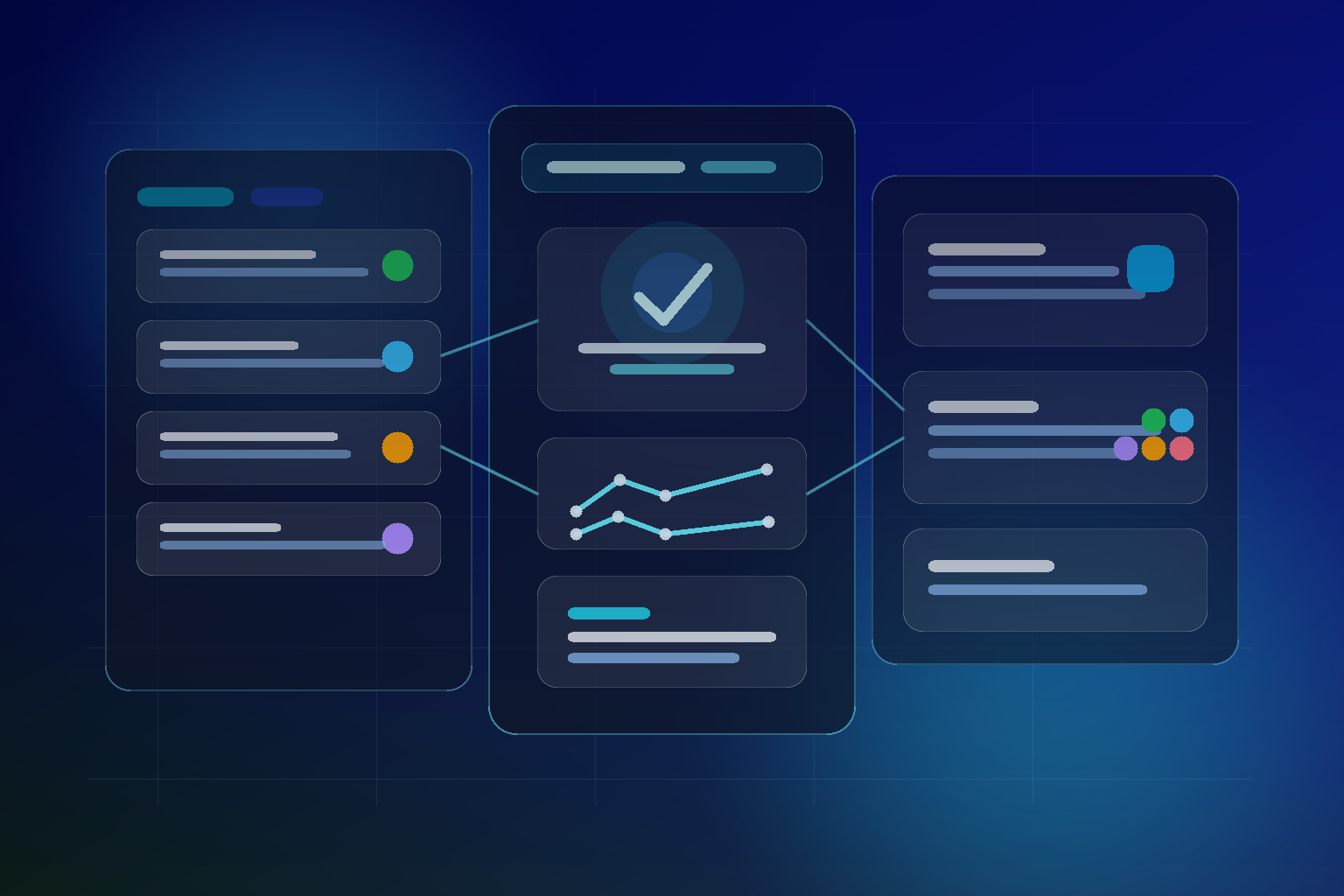 Software engineering team reviewing AI bug routing suggestions, root-cause analysis panels, and issue workflow dashboards in a modern blue-indigo developer operations studio