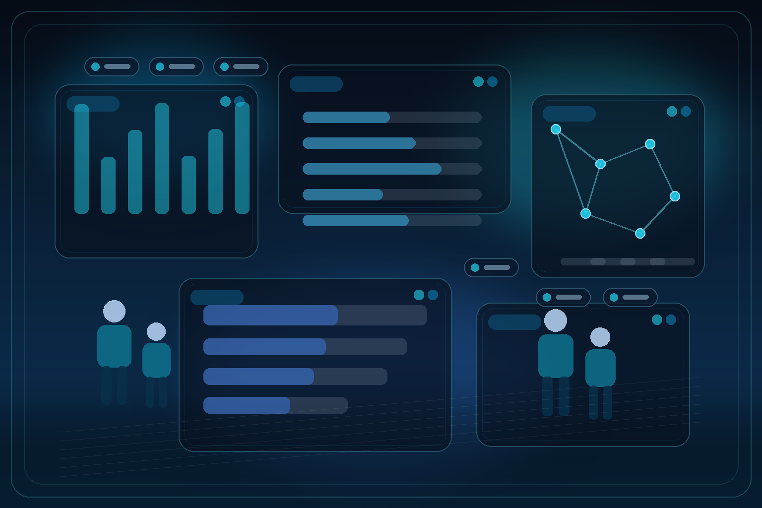 Customer service and fintech operations teams reviewing AI routing, omnichannel support dashboards, and multilingual service workflows in a modern blue contact center